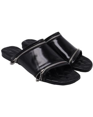 Burberry Leather Decorative Flat Sandal (Authentic Pre-Loved) - Black