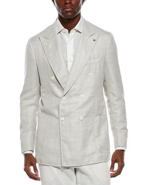 Isaia Domenico Wool, Silk, & Linen-Blend Blazer - Gray