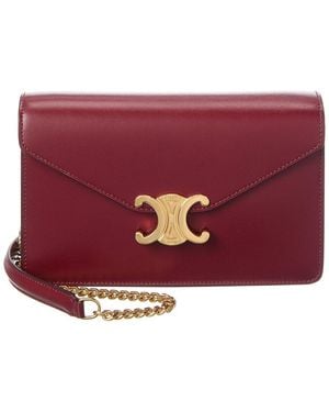 Celine Margo Leather Wallet On Chain - Purple