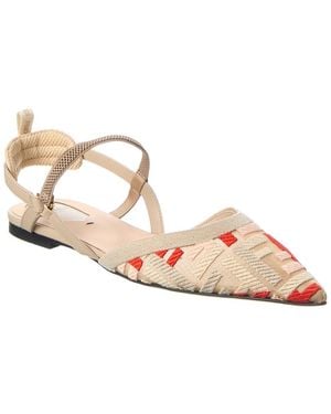 Fendi Colibri Lite Mesh & Leather Slingback Flat - Pink