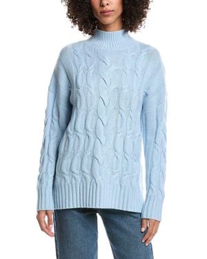 Forte Luxe Wool & Cashmere-Blend Cable Jumper - Blue