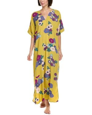 Natori Kiku Challis Nightgown - Yellow