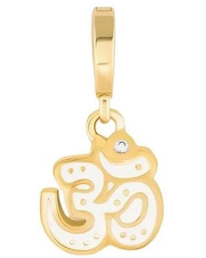 Karma and Luck Plated Cz Pendant Charm - Metallic
