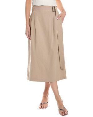 Lafayette 148 New York Belted Midi Skirt - Natural