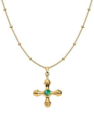 Liv Oliver 18K Plated 0.78 Ct. Tw. Agate Necklace - Metallic