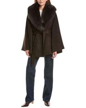 Sofiacashmere Sofiacashmere Shawl Collar Wool-Blend Cape Coat - Black