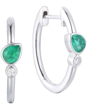 Gregg Ruth 14K 0.46 Ct. Tw. Diamond & Emerald Huggie Earring - White