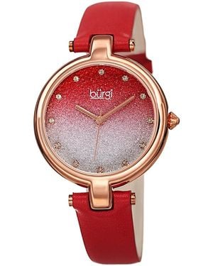Burgi Burgi Red Leather Watch
