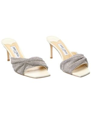 Jimmy Choo Naria 75 Crystal Mesh & Leather Mule (authentic Pre-loved) - Metallic