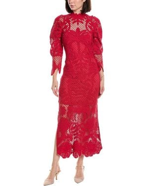 FARM Rio Lace Midi Dress - Red