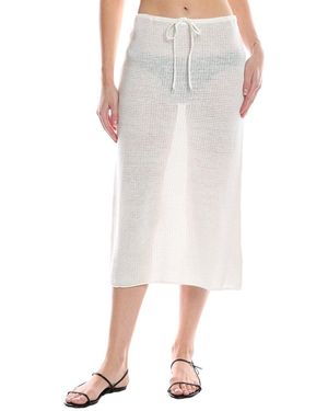 Onia Linen Knit Low Rise Midi Skirt - White