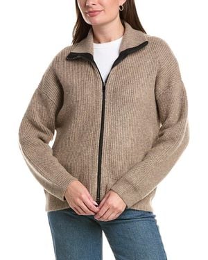 Michael Stars Cali Ribbed Zip Up - Natural
