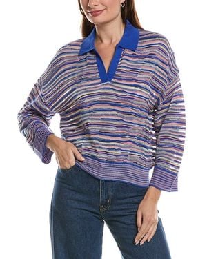 Missoni Oversized Wool-Blend Polo Top - Blue