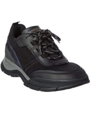 Brioni Crossing Suede-trim Low-top Trainer - Black