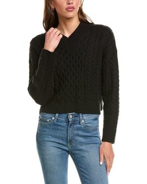 525 America Cable High V-Neck Pullover - Black