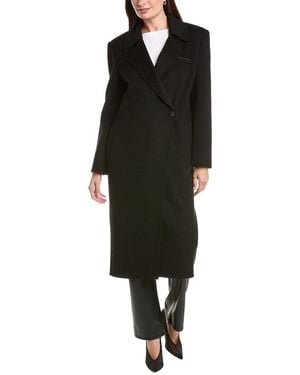 Lamarque Wool-Blend Trench Coat - Black