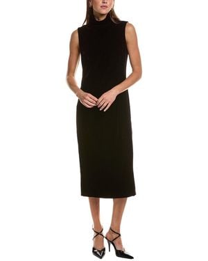 Theory Velvet Funnel Neck Midi Dress - Black