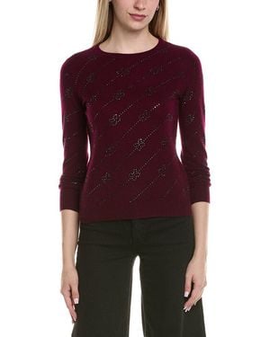Sofiacashmere Heatset Diagonal Floral Wool & Cashmere-Blend Jumper - Red