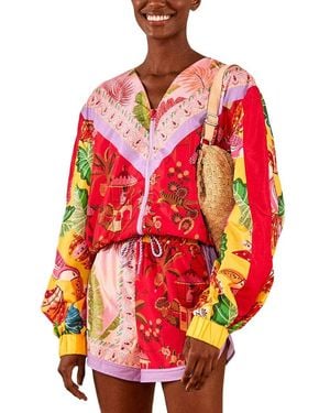 FARM Rio Mixed Scarves Windbreaker - Red