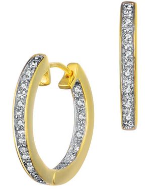 Rachel Glauber 14k Over Silver Cz Hoops - Metallic