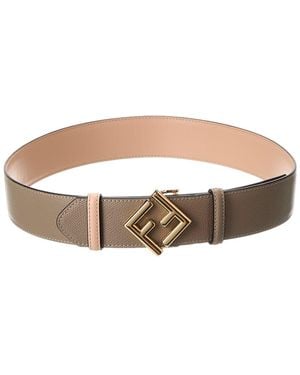 Fendi Ff Diamonds Reversible Leather Belt - White