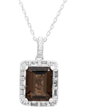 Suzy Levian Silver 0.02 Ct. Tw. Diamond & Gemstone Unique Halo Pendant - White