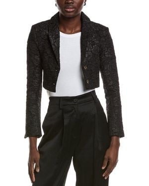 Ganni Stretch Jacquard Cropped Blazer - Black