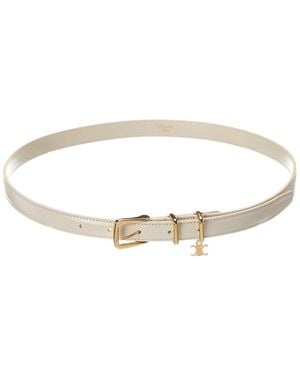 Celine Elegant Charm Leather Belt - White