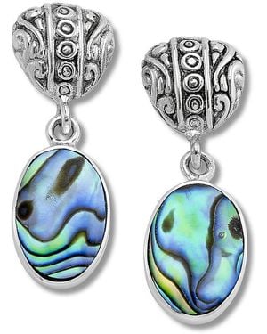 Samuel B. Silver Pearl Filigree Earrings - Blue
