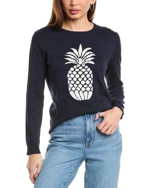 Hannah Rose Pineapple Intarsia Cashmere-Blend Sweater - Blue