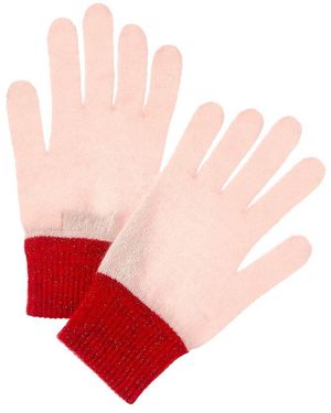 Brodie Cashmere Lurex Cuff Cashmere Gloves - Red