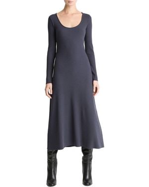 Vince Rib Scoop Neck Dress - Blue