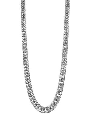 Adornia Stainless Steel Water Resistant Extra Thick 9mm Cuban Chain Necklace - Metallic