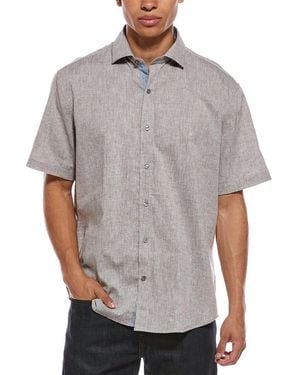 Tailorbyrd Yarn Dyed Melange Linen-Blend Shirt - Grey
