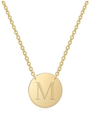 Jane Basch Designs 14k Initial Disc Necklace (a-z) - Metallic