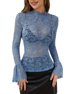 VERA DOLINI Long Sleeve T-Shirt - Blue
