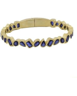 Ebru Jewelry Plated Lab-Grown Sapphire Bangle Bracelet - White