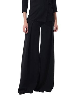 Carolina Herrera High-Waist Wide Leg Pleated Pant - Black