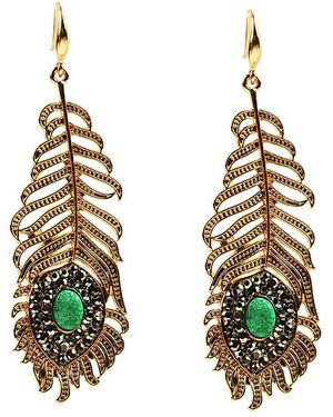 Eye Candy LA The Luxe Collection 18k Plated Drusy Feather Earrings - Metallic