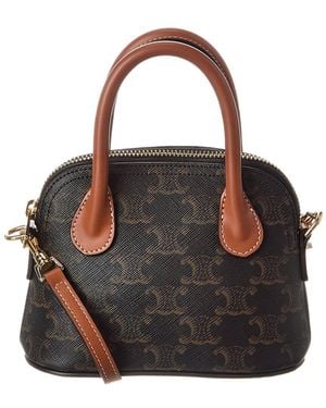 Celine Honorine Mini Triomphe Canvas & Leather Satchel - Black