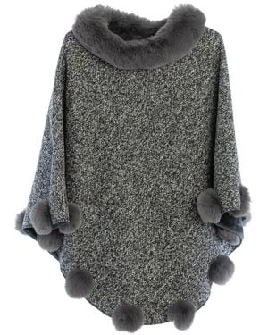 Saachi Pom Pom Poncho - Grey