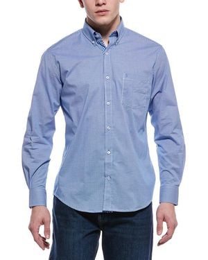 Tailorbyrd Signature Micro Gingham Button Down Shirt - Blue
