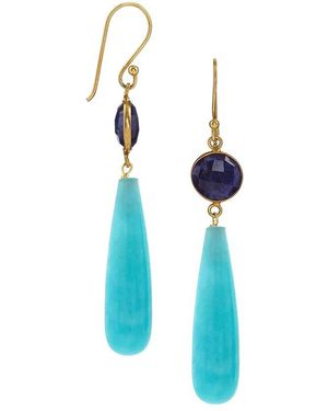 Liv Oliver 18K Plated 52.25 Ct. Tw. Gemstone Earrings - Blue