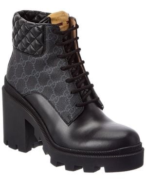 Gucci Gg Supreme Canvas & Leather Boot - Black