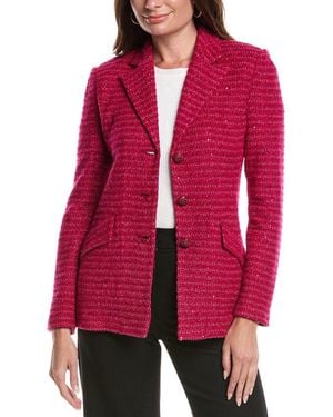 St. John Inlaid Sequin Tweed Jacket - Red