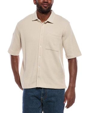 ATM Waffle Button-Down Shirt - Natural