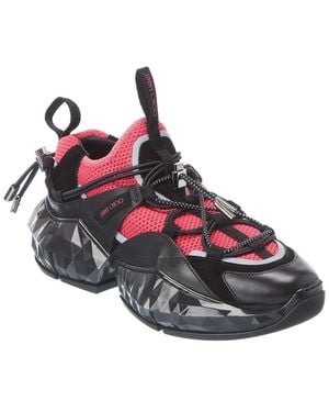 Jimmy Choo Diamond Trail/f Leather & Mesh Trainer - Red