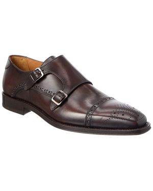 Antonio Maurizi Cap Toe Double Monk Leather Loafer - Brown