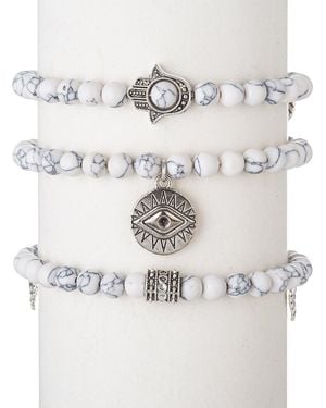 Eye Candy LA Howlite Howlite 3pc Set Bracelet Set - Grey