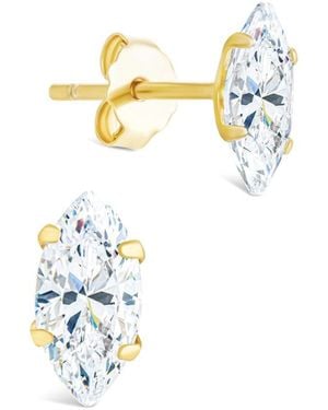 Sterling Forever 14k Over Silver Cz Marquise Cut Prong Set Stud Earrings - White
